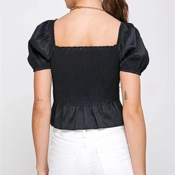 Puffed Sleeved Blouse Black - Picture 5 of 7